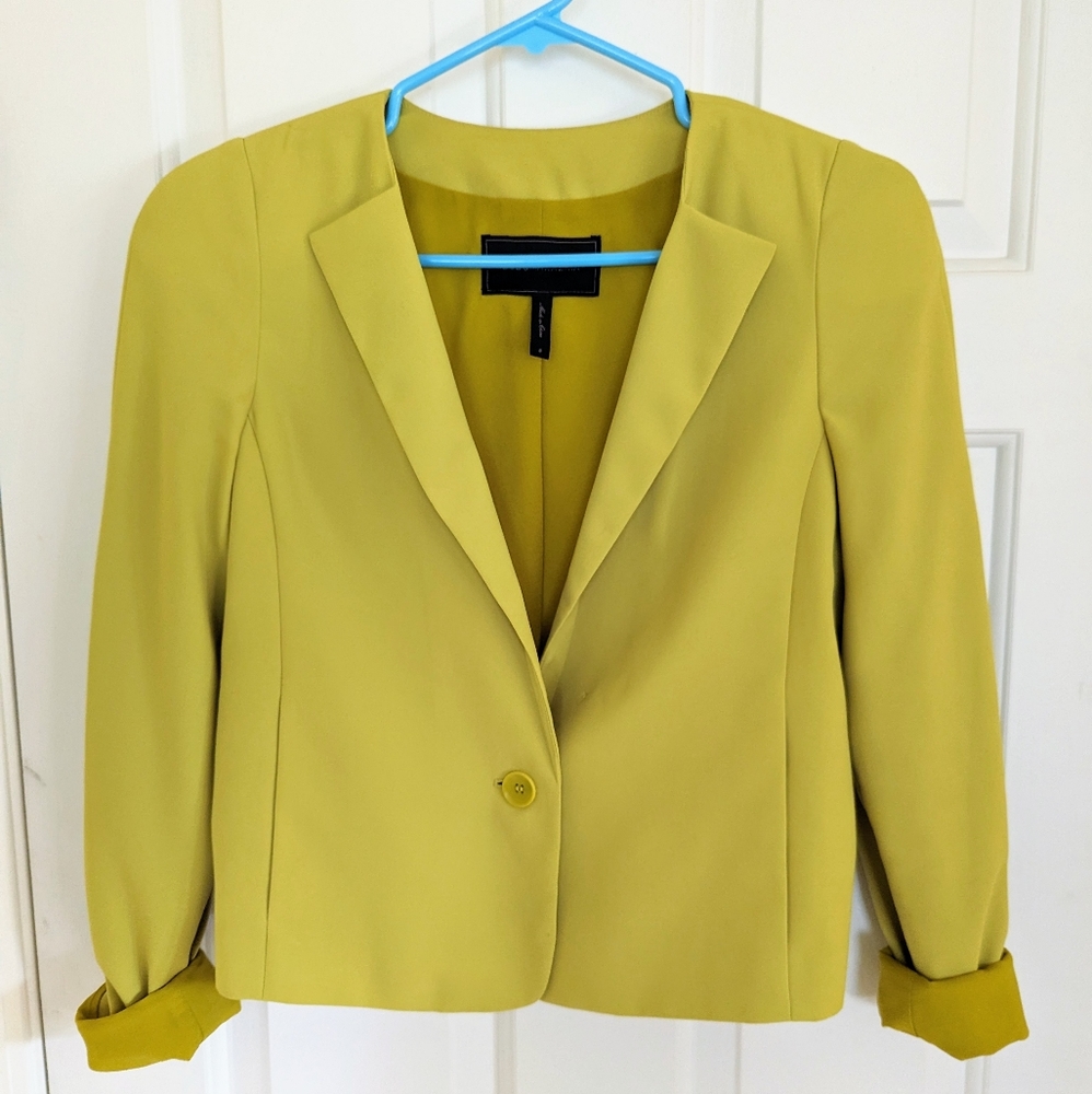 BCBG yellow blazer with shoulder pads